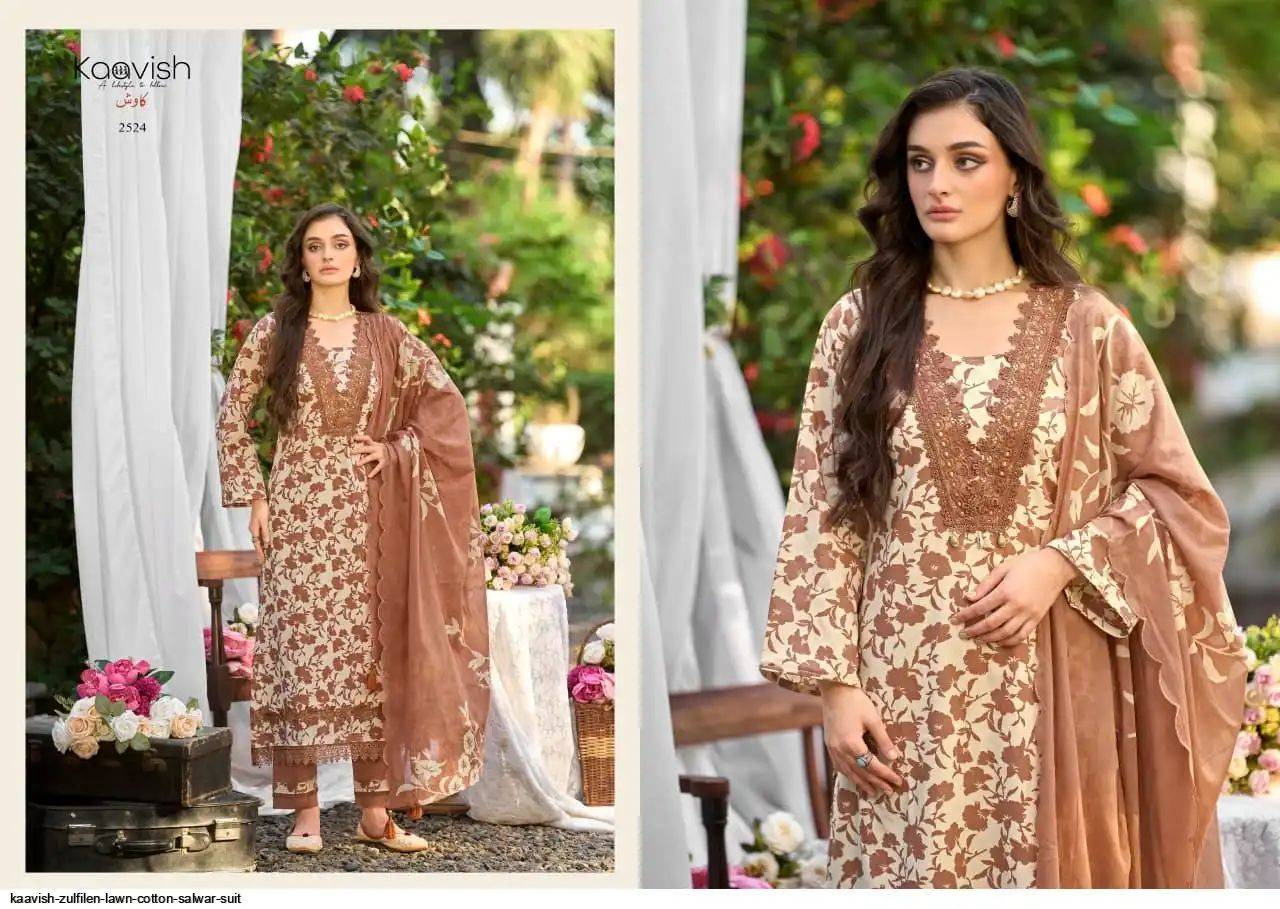 ZULFILEN By Kaavish 2521 To 2524 Series Stylish Beautiful Colourful PURE LAWN COTTON Dresses At Wholesale Price